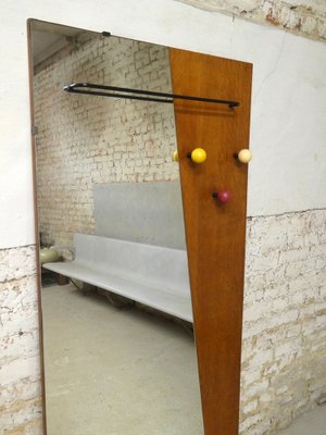 Mid-Century Mirror with Hooks, 1950s-QAV-1718629