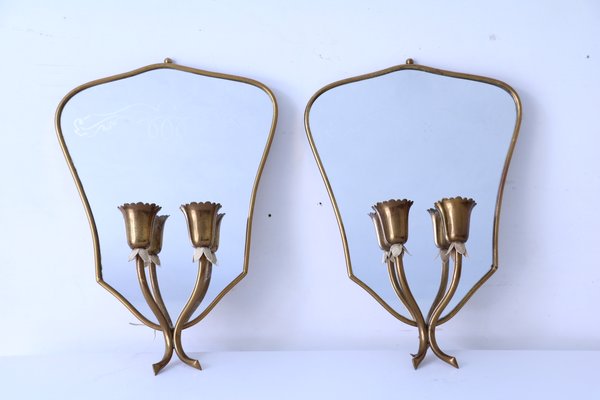 Mid-Century Mirrors with Lamp Holders, Set of 2-SXX-670863