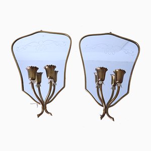 Mid-Century Mirrors with Lamp Holders, Set of 2-SXX-670863