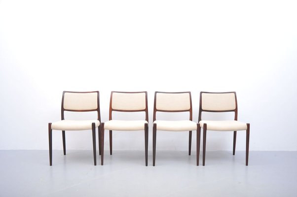 Mid-Century Model 80 Rosewood Dining Chairs by Niels Otto Møller for J.L. Møllers, Set of 4-ZE-741448