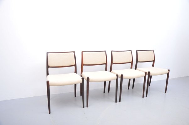 Mid-Century Model 80 Rosewood Dining Chairs by Niels Otto Møller for J.L. Møllers, Set of 4-ZE-741448