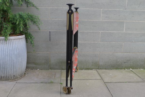 Mid-Century Model Dinett Folding Serving Trolley with Motifs of Pewter Tableware from Bremshey & Co., 1950s-VRE-712938