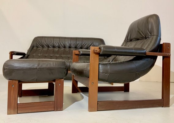 Mid-Century Model MP-163 Earth Lounge Sofa Set by Percival Lafer, 1970s, Brazil, Set of 4-OHY-1087169