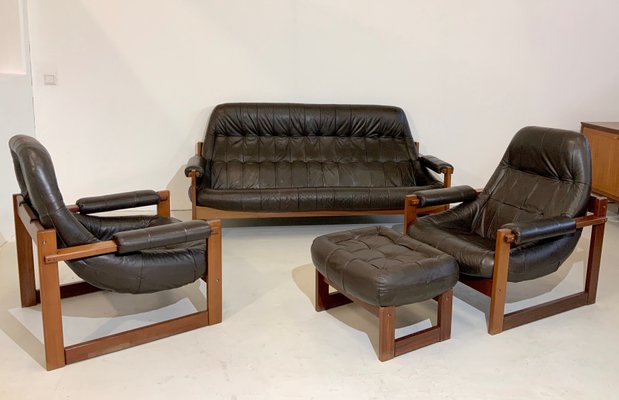 Mid-Century Model MP-163 Earth Lounge Sofa Set by Percival Lafer, 1970s, Brazil, Set of 4-OHY-1087169