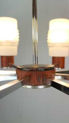 Mid-Century Modern 8 Light Chandelier with Art Glass Shades, 1960s-DT-2026119