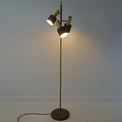 Mid-Century Modern Adjustable Floor Lamp in Brass and Brown from Raak-RY-694583