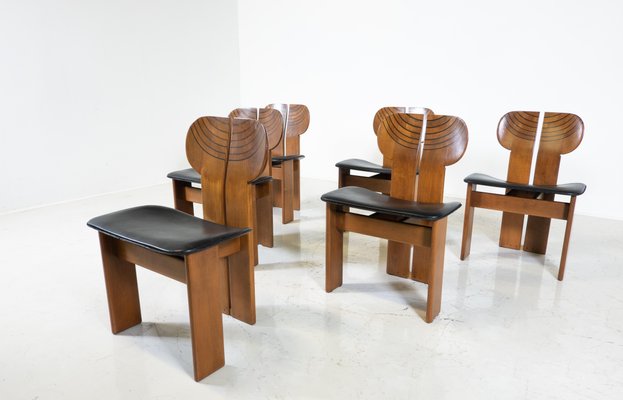 Mid-Century Modern Africa Chairs by Afra & Tobia Scarpa for Maxalto, 1970s, Set of 6-FGA-1783033