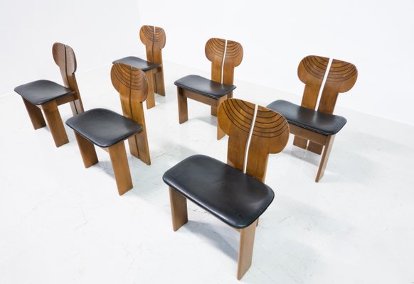 Mid-Century Modern Africa Chairs by Afra & Tobia Scarpa for Maxalto, 1970s, Set of 6-FGA-1783033