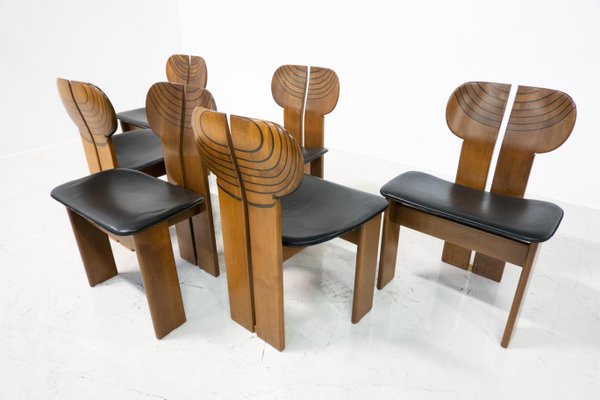 Mid-Century Modern Africa Chairs by Afra & Tobia Scarpa for Maxalto, 1970s, Set of 6-FGA-1783033