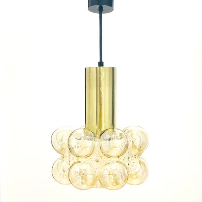 Mid-Century Modern Amber Bubble Glass Pendant Light by Helena Tynell for Limburg, Germany, 1960s-BMM-1431960