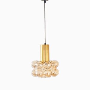 Mid-Century Modern Amber Bubble Glass Pendant Light by Helena Tynell for Limburg, Germany, 1960s-BMM-1717948