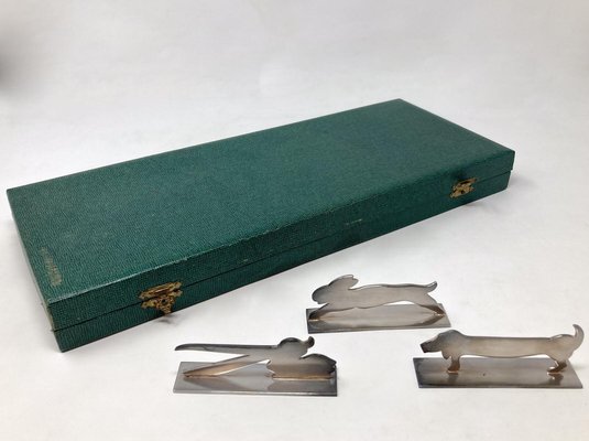 Mid-Century Modern Animal Knife Rests with Case, 1930s, Set of 13-FGA-1735679