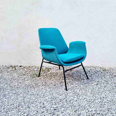 Mid-Century Modern Armchair in Turquoise Fabric in the Style of Alvin Lustig from Stol Kamnik, 1960s-PUG-1020087