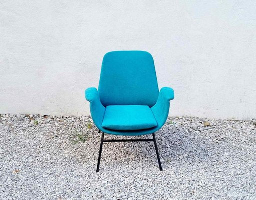 Mid-Century Modern Armchair in Turquoise Fabric in the Style of Alvin Lustig from Stol Kamnik, 1960s-PUG-1020087