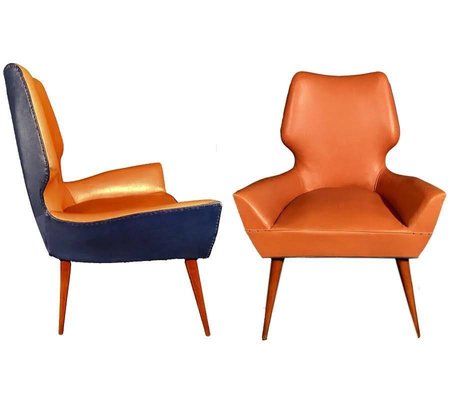 Mid-Century Modern Armchairs in the Style of Gio Ponti, 1950s, Set of 2-MBH-1031804