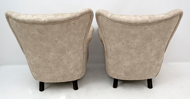 Mid-Century Modern Armchairs in Velvet by Gio Ponti for ISA, Italy, 1950s, Set of 2-FER-1058551