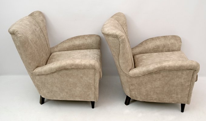 Mid-Century Modern Armchairs in Velvet by Gio Ponti for ISA, Italy, 1950s, Set of 2-FER-1058551