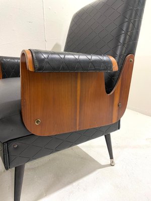 Mid-Century Modern Armchairs in Walnut and Vegan Leather, Italy, 1960s, Set of 2-FGA-1441743