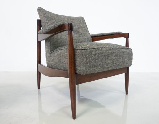 Mid-Century Modern Armchairs in Wood and Grey Fabric, Italy, 1960s, Set of 2-FGA-1725938