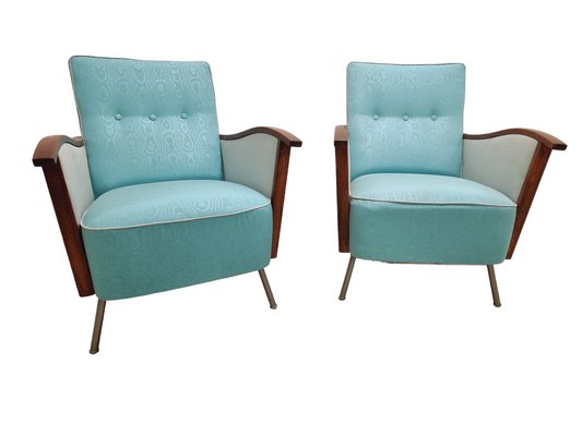 Mid-Century Modern Armchairs in Wood with Tubular Frames, Hungary, 1960s, Set of 2-SAK-1785198