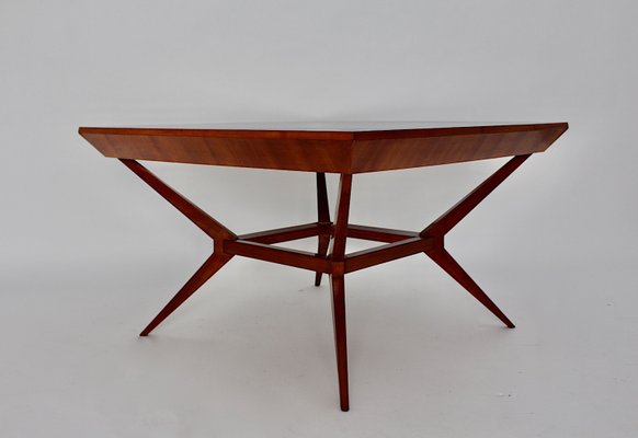 Mid-Century Modern Austrian Teal Formica Cherrywood Dining Table or Center Table, 1950s-NB-1071278