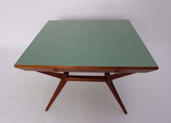 Mid-Century Modern Austrian Teal Formica Cherrywood Dining Table or Center Table, 1950s-NB-1071278