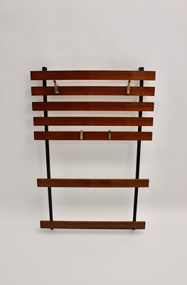 Mid-Century Modern Austrian Walnut and Brass Coat Rack with 4 Hooks by Carl Auböck, 1950s-NB-1071275