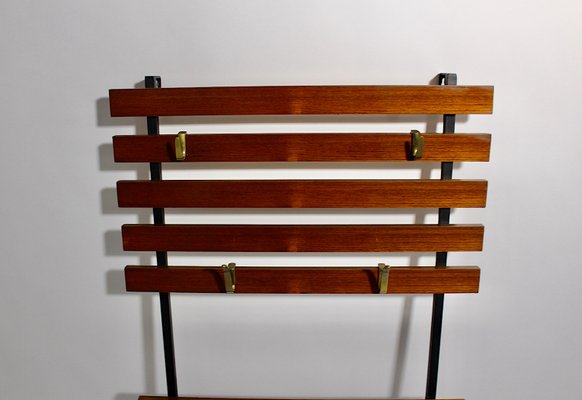 Mid-Century Modern Austrian Walnut and Brass Coat Rack with 4 Hooks by Carl Auböck, 1950s-NB-1071275