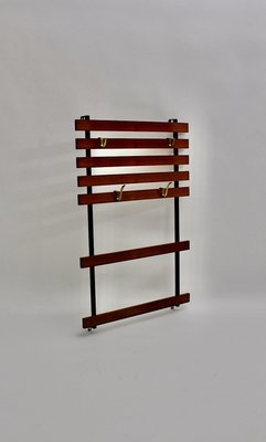 Mid-Century Modern Austrian Walnut and Brass Coat Rack with 4 Hooks by Carl Auböck, 1950s-NB-1071275