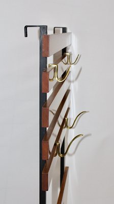 Mid-Century Modern Austrian Walnut and Brass Coat Rack with 4 Hooks by Carl Auböck, 1950s-NB-1071275