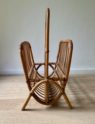 Mid-Century Modern Bamboo and Rattan Magazine Holder, 1960s-LL-1359331