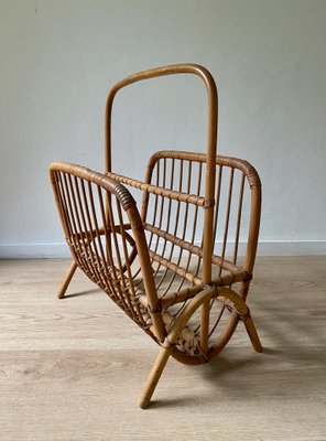 Mid-Century Modern Bamboo and Rattan Magazine Holder, 1960s-LL-1359331