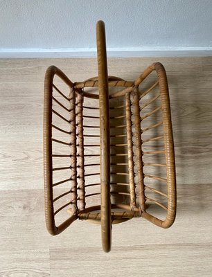 Mid-Century Modern Bamboo and Rattan Magazine Holder, 1960s-LL-1359331