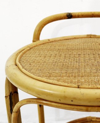 Mid-Century Modern Bamboo & Cane Side Table Bar-JG-1239418