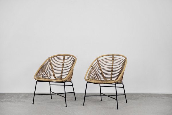 Mid-Century Modern Bamboo Chairs, 1960s, Set of 2-ZAA-1093314