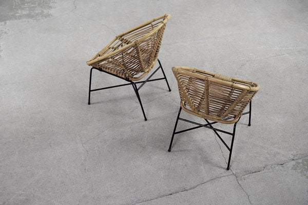 Mid-Century Modern Bamboo Chairs, 1960s, Set of 2-ZAA-1093314