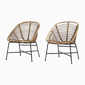 Mid-Century Modern Bamboo Chairs, 1960s, Set of 2-ZAA-1093314