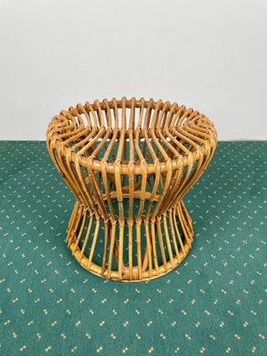 Mid-Century Modern Bamboo Rattan Stool, Italy, 1960s-LYQ-1171511