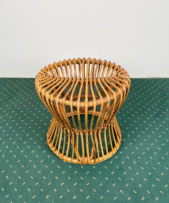 Mid-Century Modern Bamboo Rattan Stool, Italy, 1960s-LYQ-1171511