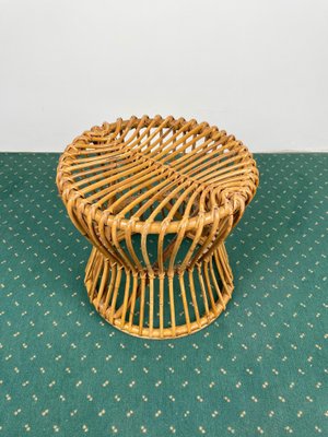 Mid-Century Modern Bamboo Rattan Stool, Italy, 1960s-LYQ-1171511