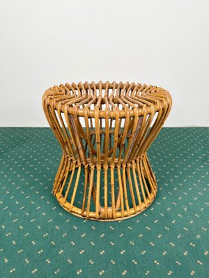 Mid-Century Modern Bamboo Rattan Stool, Italy, 1960s-LYQ-1171511