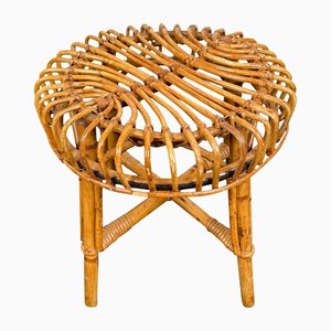 Mid-Century Modern Bamboo Rattan Stool, Italy, 1960s-LYQ-1171509