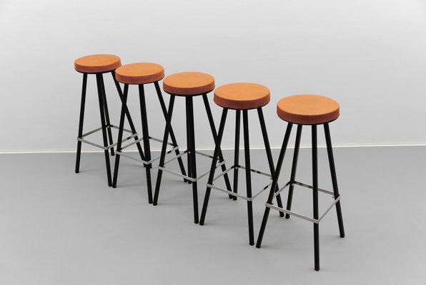 Mid-Century Modern Bar Stools, 1950s, Set of 5-KQB-2028862