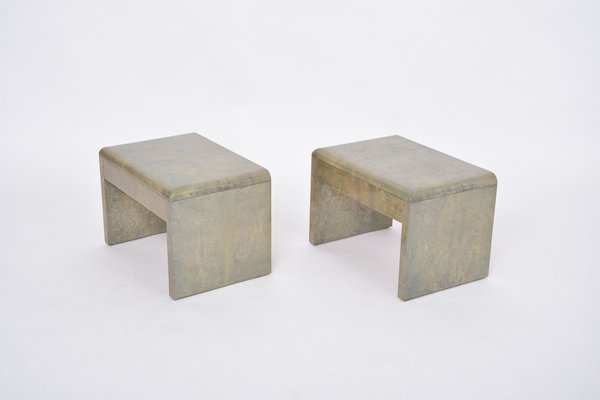 Mid-Century Modern Bedside Tables in Laquered Goat Skin by Aldo Tura, 1970s, Set of 2-FN-1716500