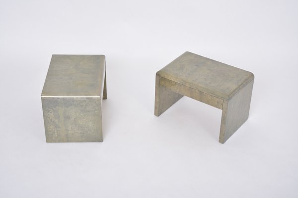 Mid-Century Modern Bedside Tables in Laquered Goat Skin by Aldo Tura, 1970s, Set of 2-FN-1716500