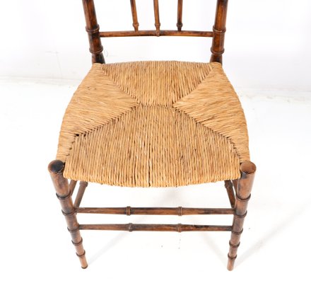 Mid-Century Modern Beech and Faux Bamboo High Back Dining Room Chairs, 1970s, Set of 4-MY-1451597