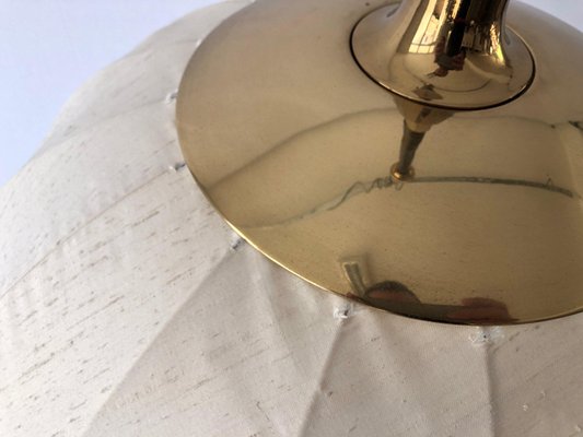 Mid-Century Modern Beige Fabric and Brass Adjustable Pendant Lamp from Schröder & Co, Germany, 1970s-RDS-1705465