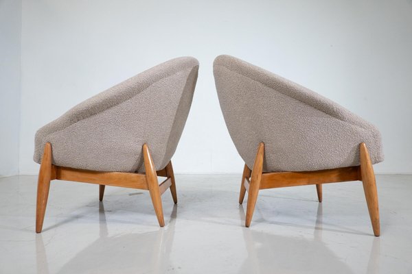 Mid-Century Modern Beige Fabric Armchairs by Julia Gaubek, Hungary, 1950s, Set of 2-FGA-1741960