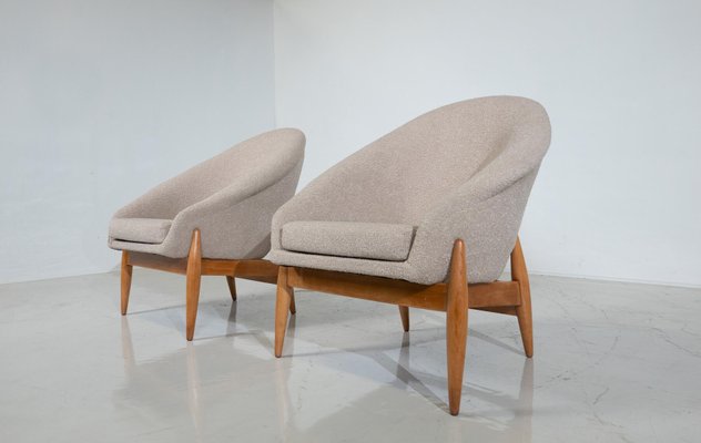 Mid-Century Modern Beige Fabric Armchairs by Julia Gaubek, Hungary, 1950s, Set of 2-FGA-1741960