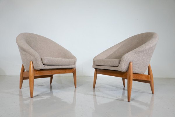 Mid-Century Modern Beige Fabric Armchairs by Julia Gaubek, Hungary, 1950s, Set of 2-FGA-1741960